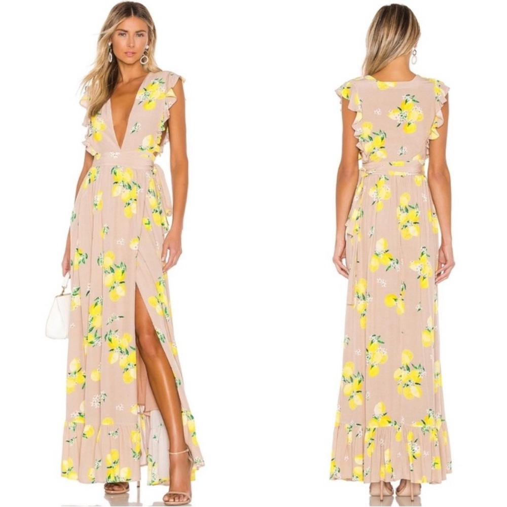 REVOLVE Sweet Pea Dress in Tan Lemon MAJORELLE